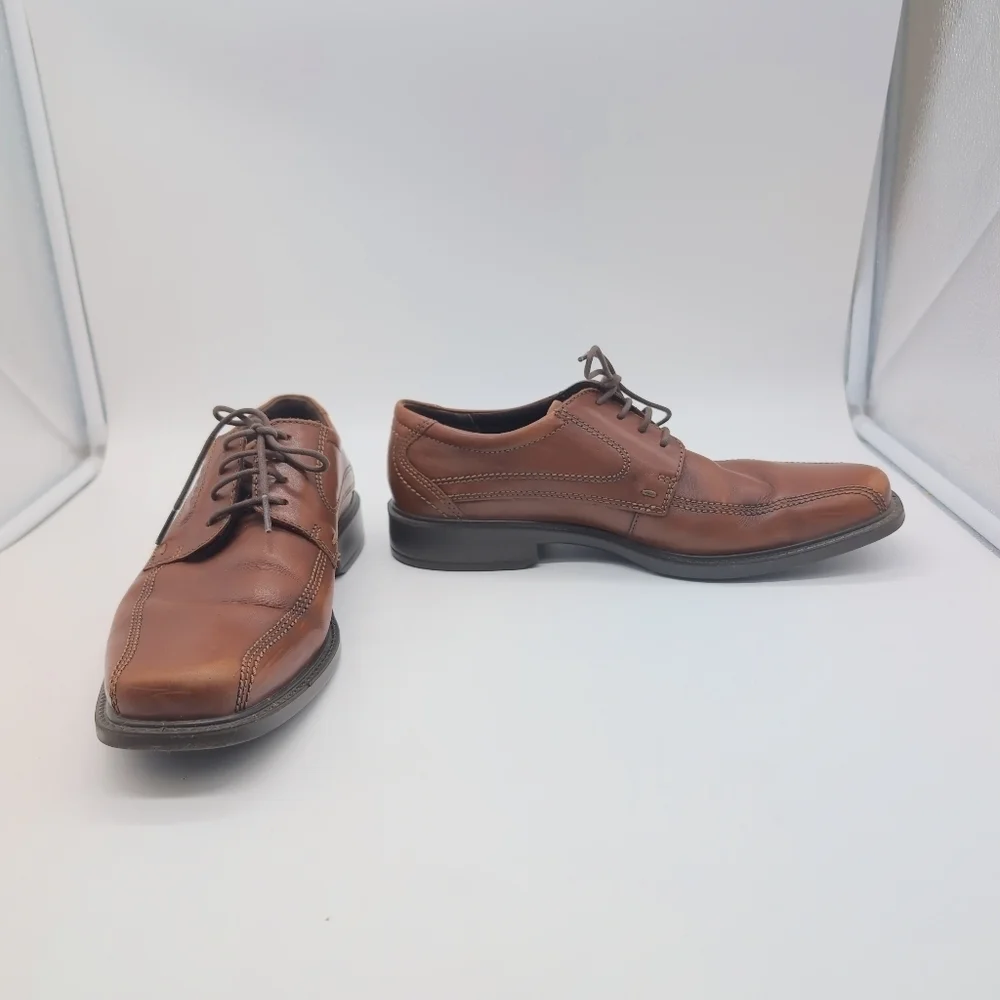 Ecco Sz 9 Classic Oxford Light Brown Leather Men's Shoes Minimum Wear